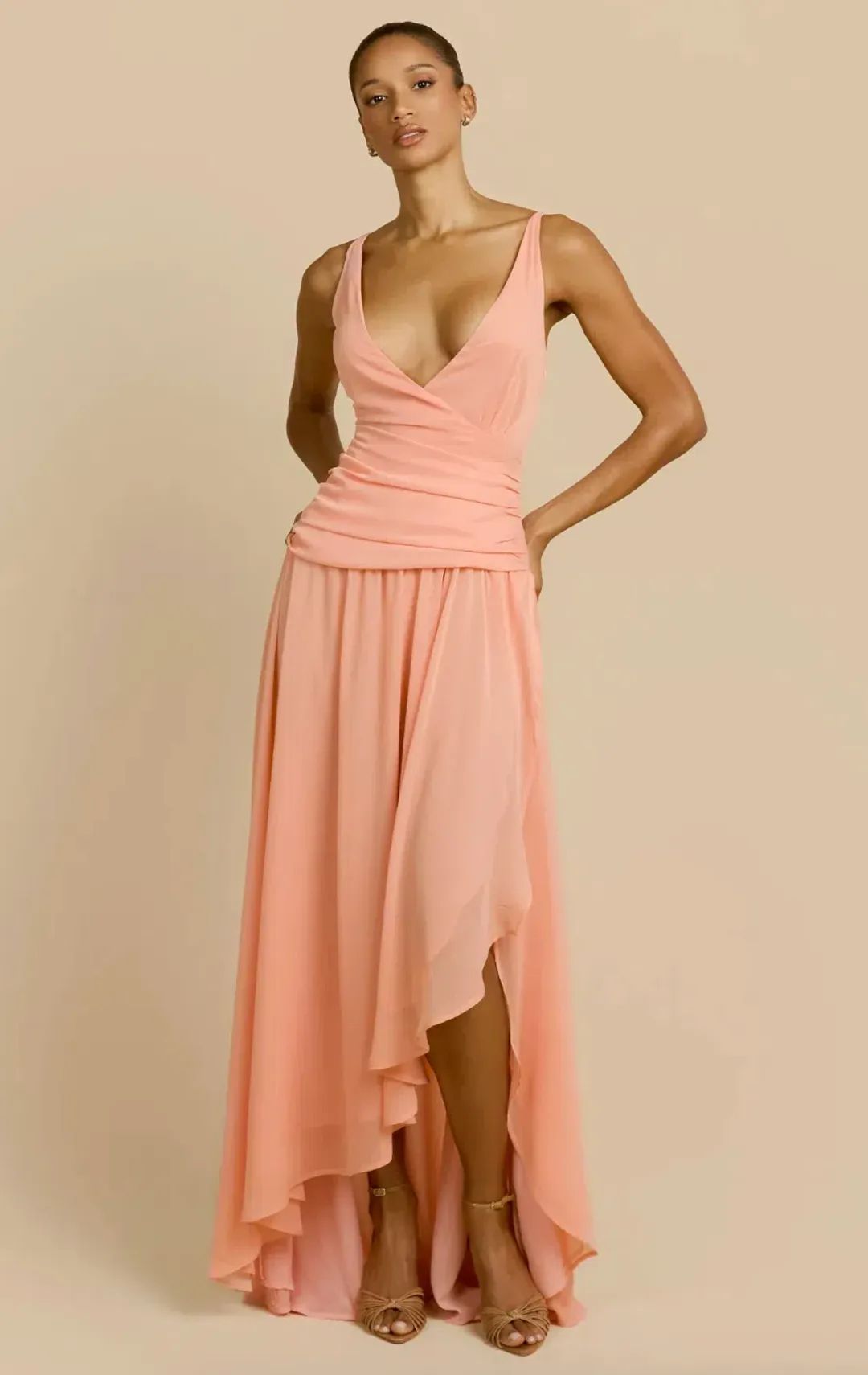 Arcina ori, DELILAH DRESS, peach, size 6  for rent on The Volte - main image