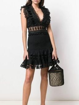 Zimmermann Wayfarer Flutter Dress Black  Size 8 for rent on The Volte - image 1
