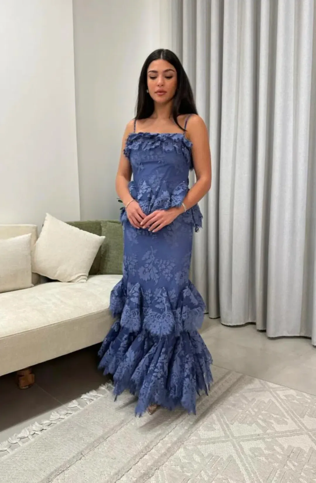 Zimmermann Eden Lace Handkerchief Dress Blue Size 1/AU10 for rent on The Volte - main image