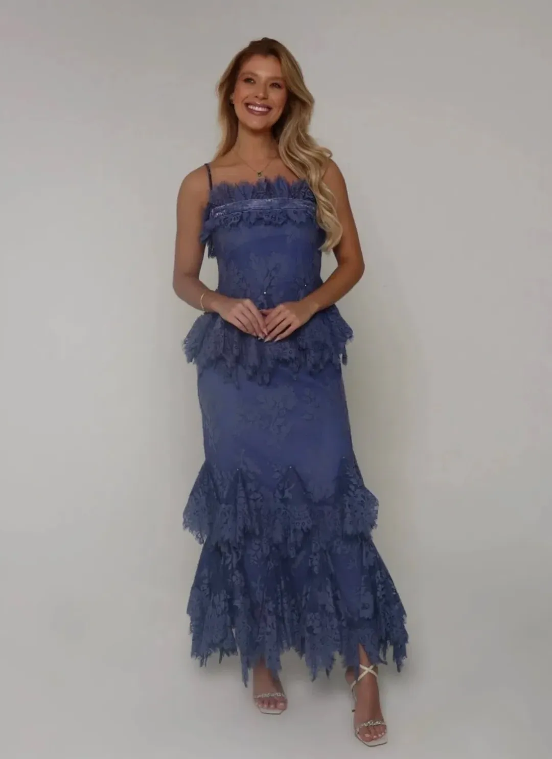 Zimmermann Eden Lace Handkerchief Dress Blue Size 1/AU10 for rent on The Volte - main image