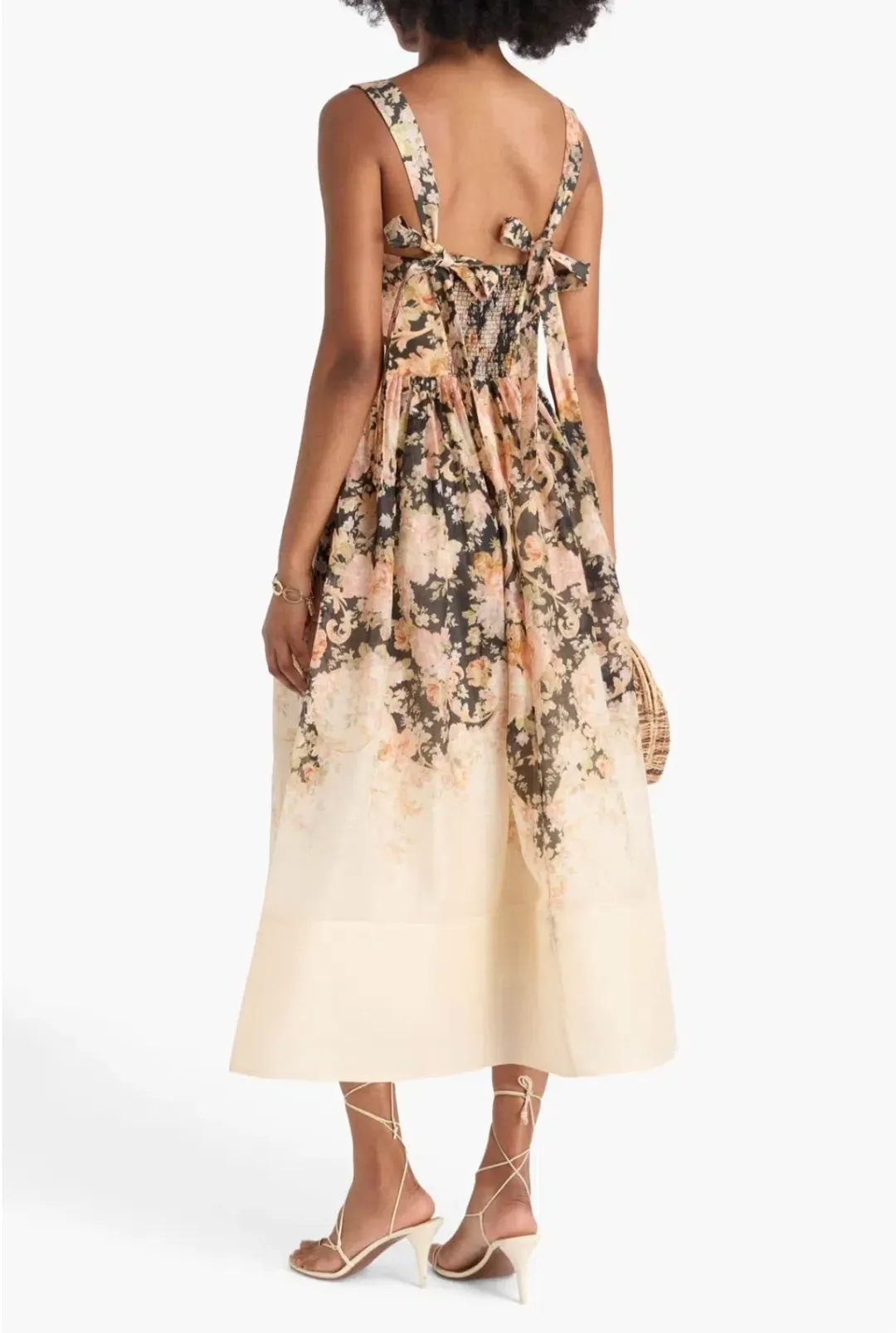 Zimmermann Illustration Midi Dress Tea Rococo Floral Size 3/AU14 for rent on The Volte - main image