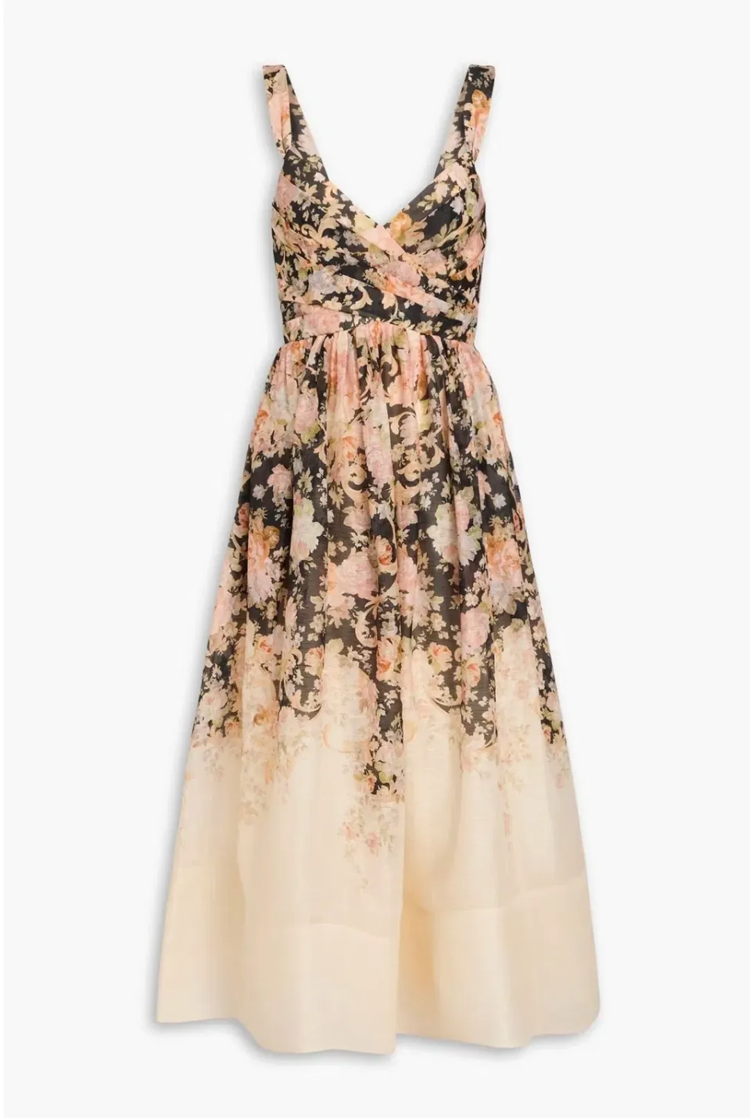Zimmermann Illustration Midi Dress Tea Rococo Floral Size 3/AU14 for rent on The Volte - main image