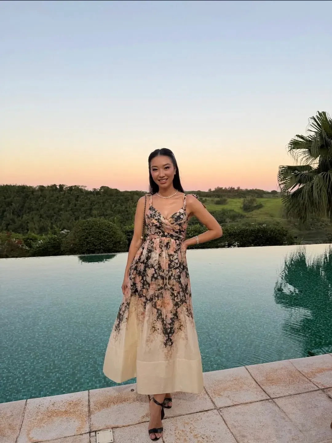 Zimmermann Illustration Midi Dress Tea Rococo Floral Size 3/AU14 for rent on The Volte - main image