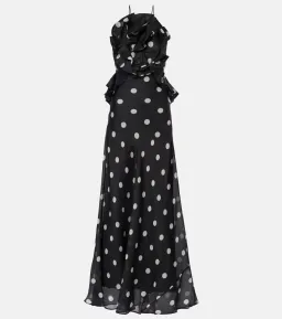 Zimmermann Crush Ruffle Halter Maxi Dress Black/Cream Dot 3/AU14 for rent on The Volte - image 4