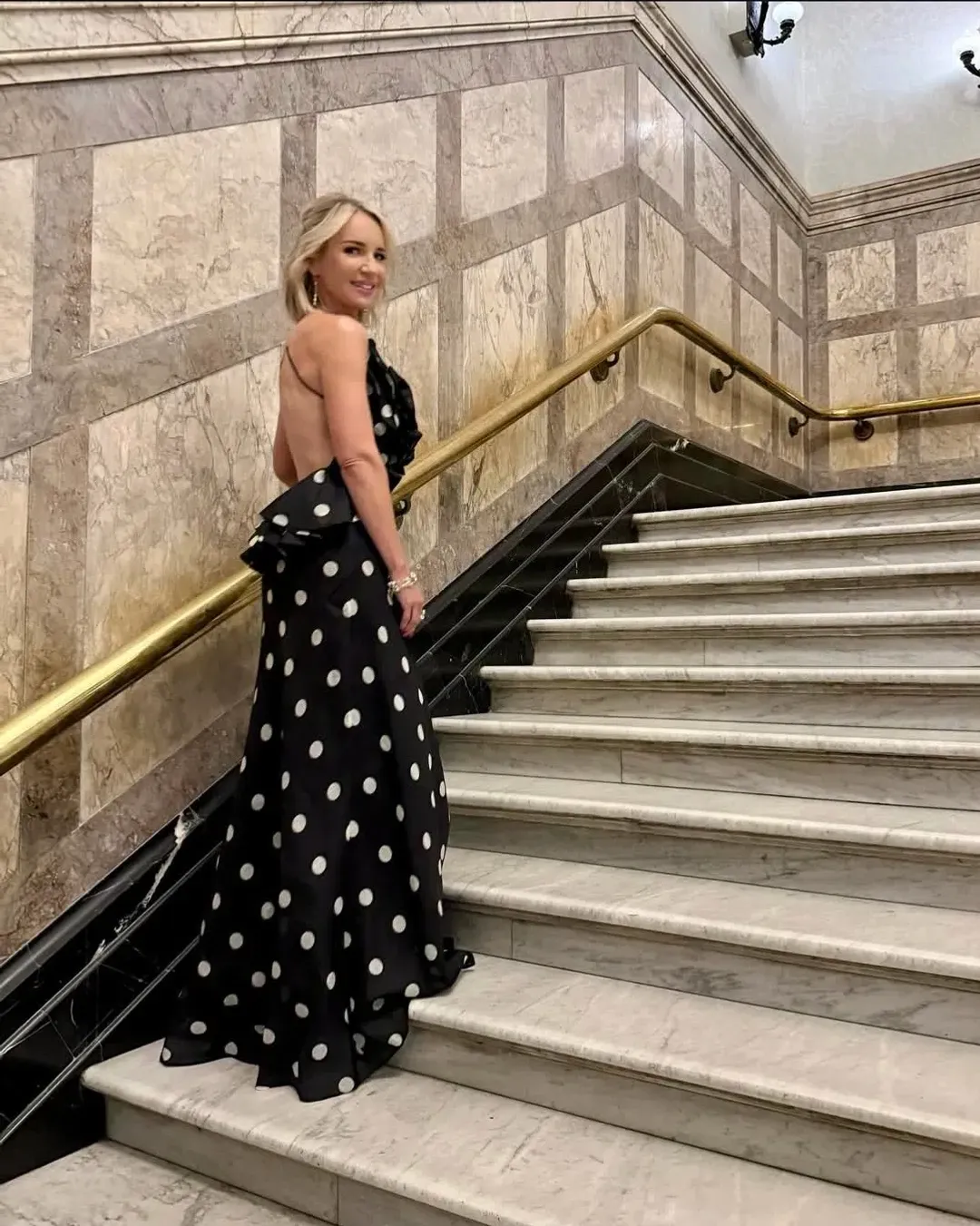 Zimmermann Crush Ruffle Halter Maxi Dress Black/Cream Dot 3/AU14 for rent on The Volte - main image