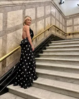 Zimmermann Crush Ruffle Halter Maxi Dress Black/Cream Dot 3/AU14 for rent on The Volte - image 8