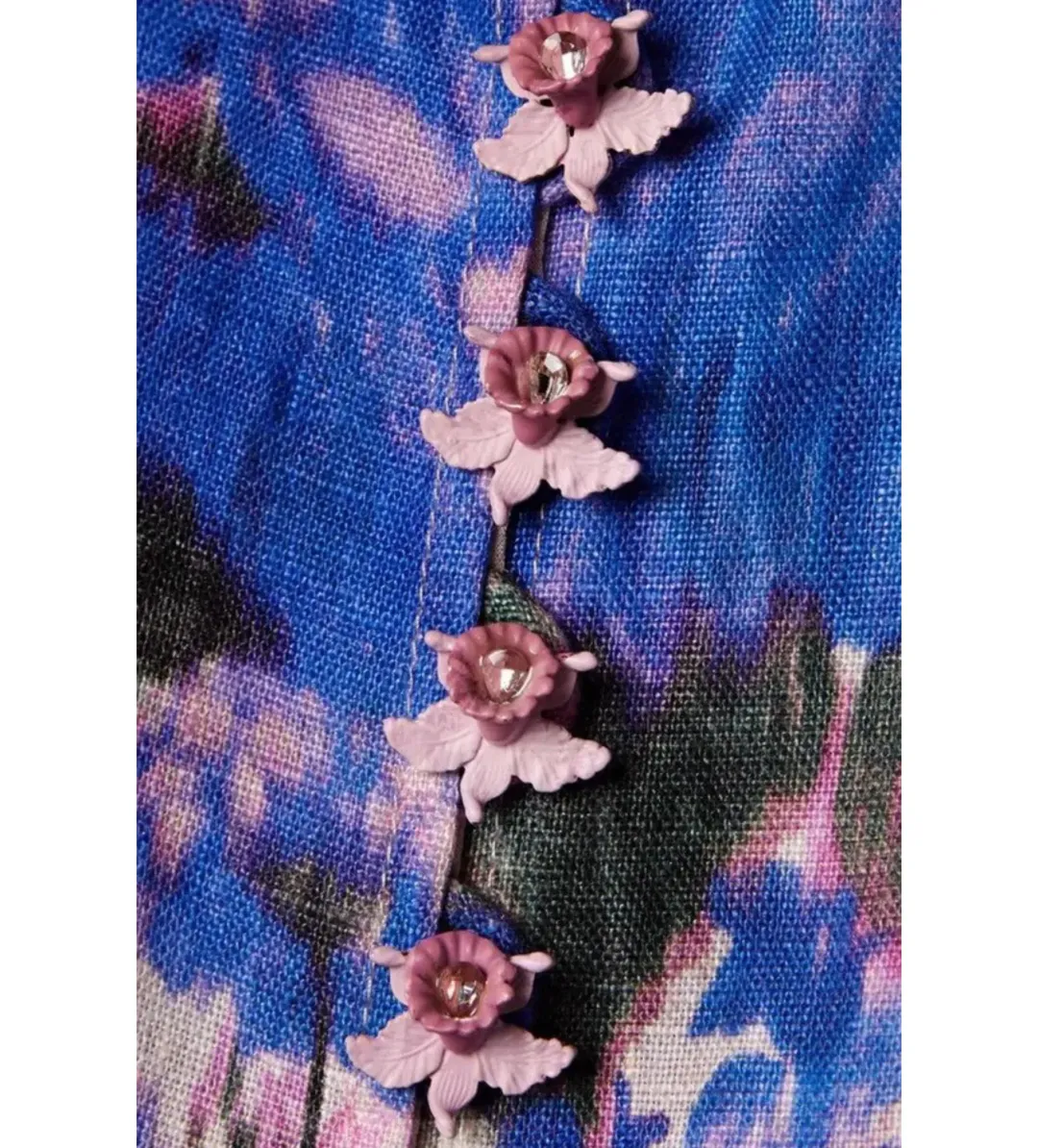 Zimmermann High Tide Buttoned Midi Dress Purple Ikat Floral Size 1 AU 10 for rent on The Volte - main image