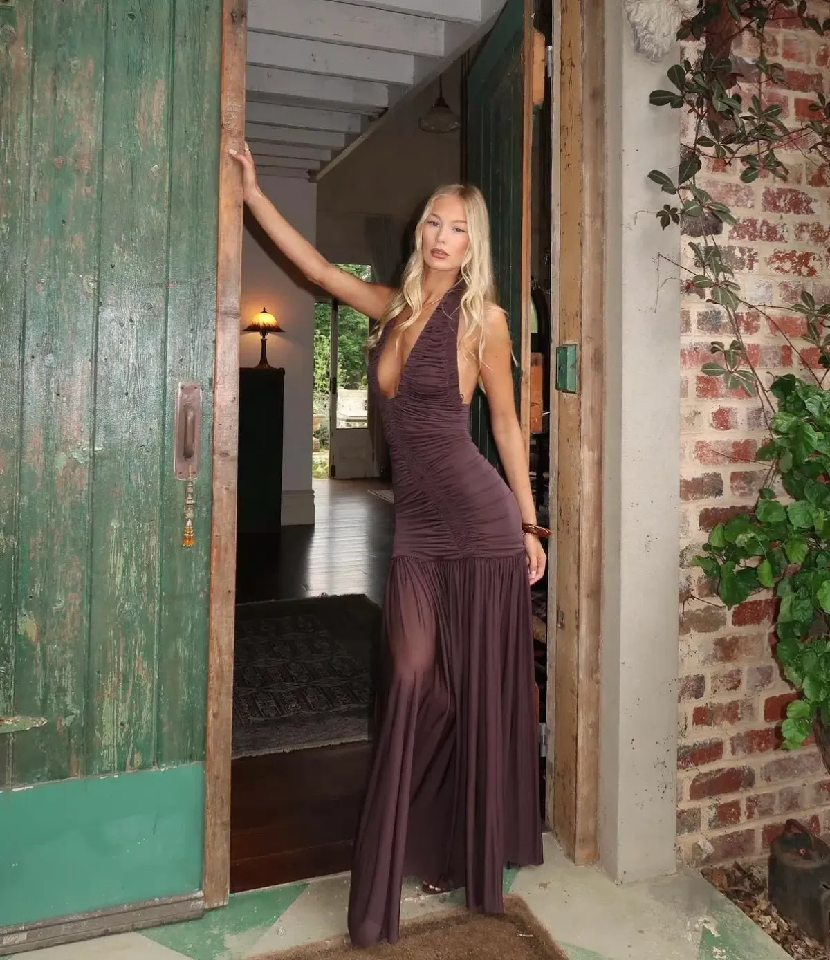 Christopher Esber Orion Gown in Malbec - Chocolate Size AU 6 for rent on The Volte - main image