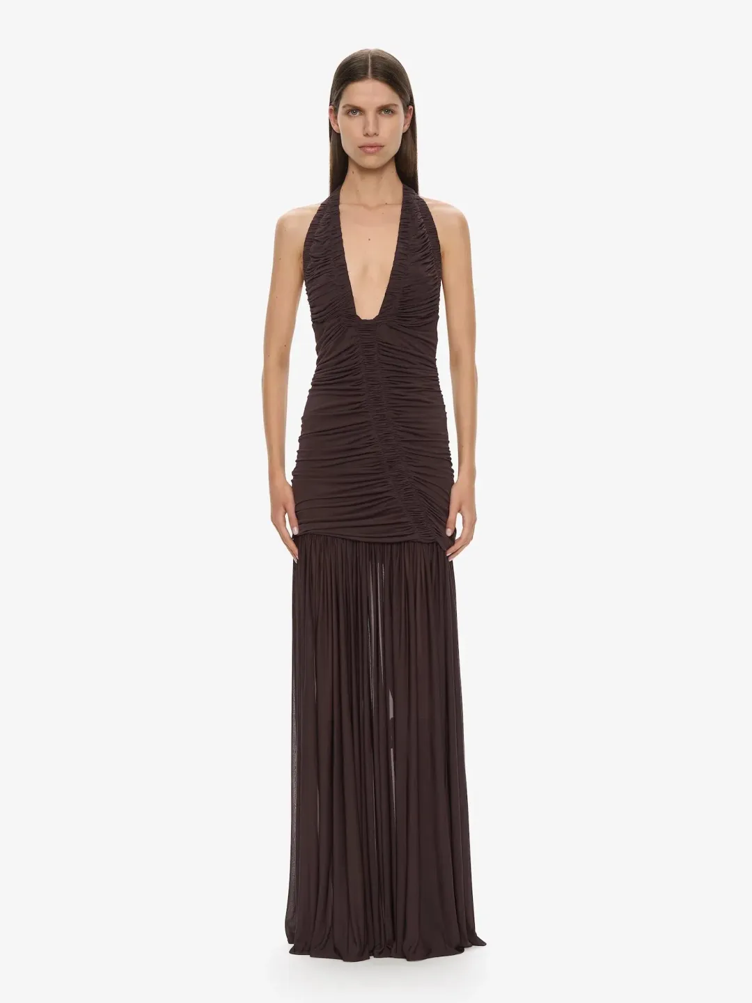 Christopher Esber Orion Gown in Malbec - Chocolate Size AU 8 for rent on The Volte - main image