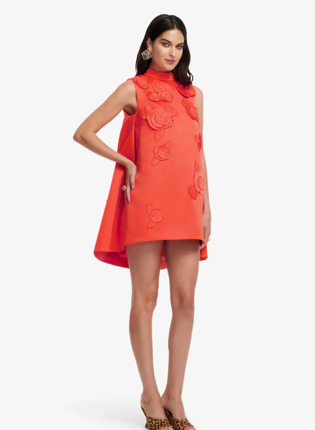 Leo Lin Fallon Appliqué Floral Mini Dress Saffron Size 16 for rent on The Volte - main image