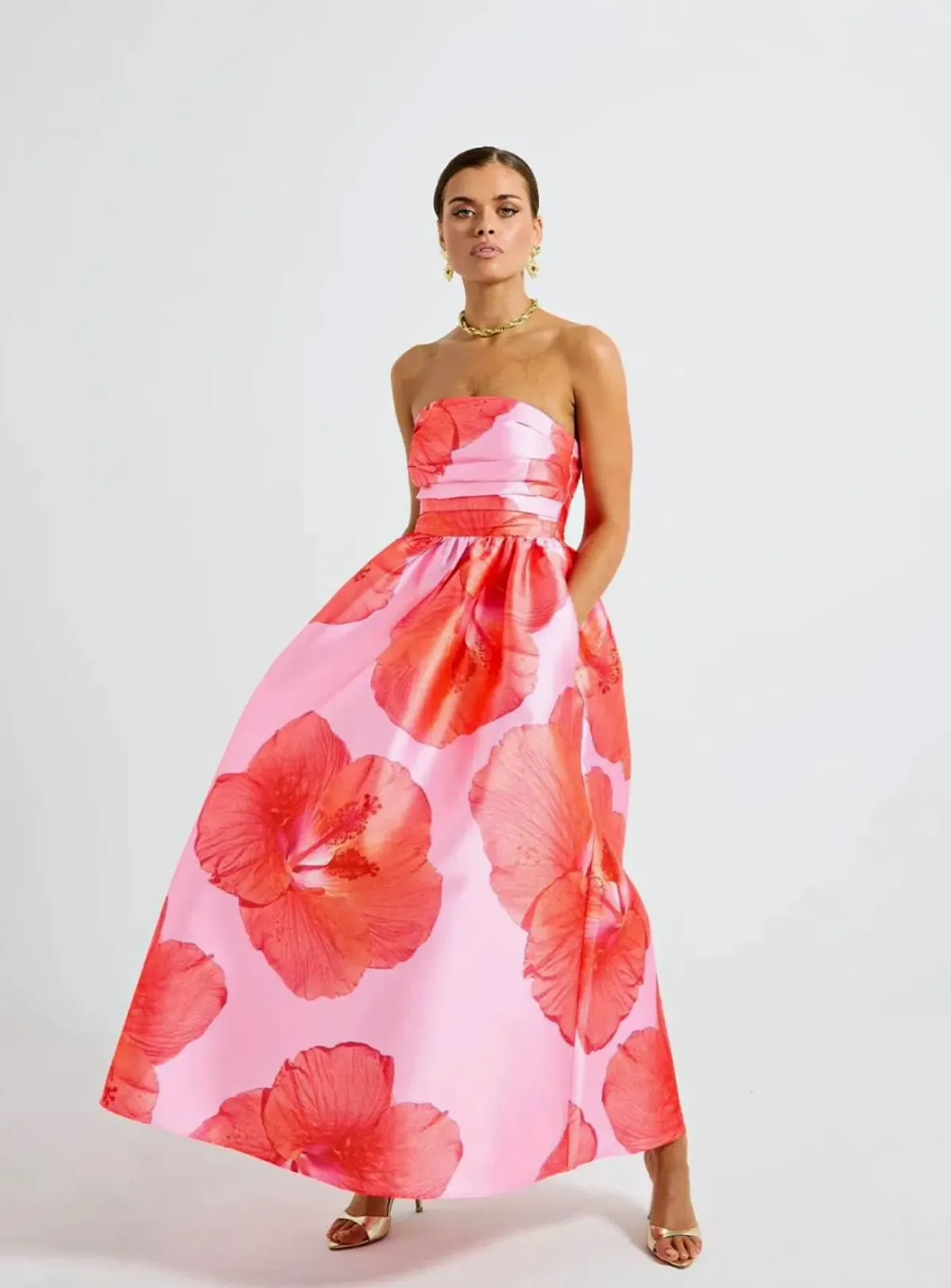 Pasduchas kalani Strapless Midi Dress size 14 raspberry for rent on The Volte - main image