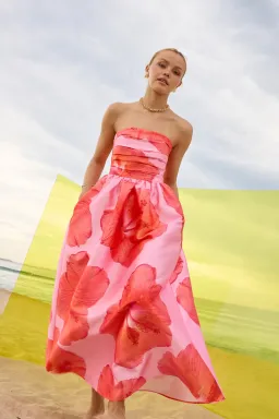 Pasduchas kalani Strapless Midi Dress size 14 raspberry for rent on The Volte - image 2