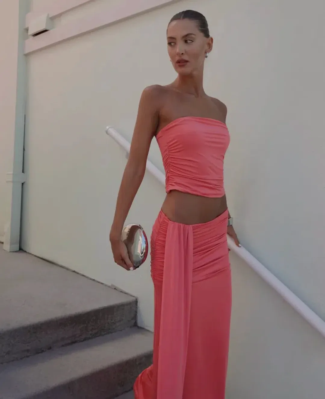  Ownley Rhiannon Top + Saskia Maxi Coral Size S/AU 8 for rent on The Volte - main image