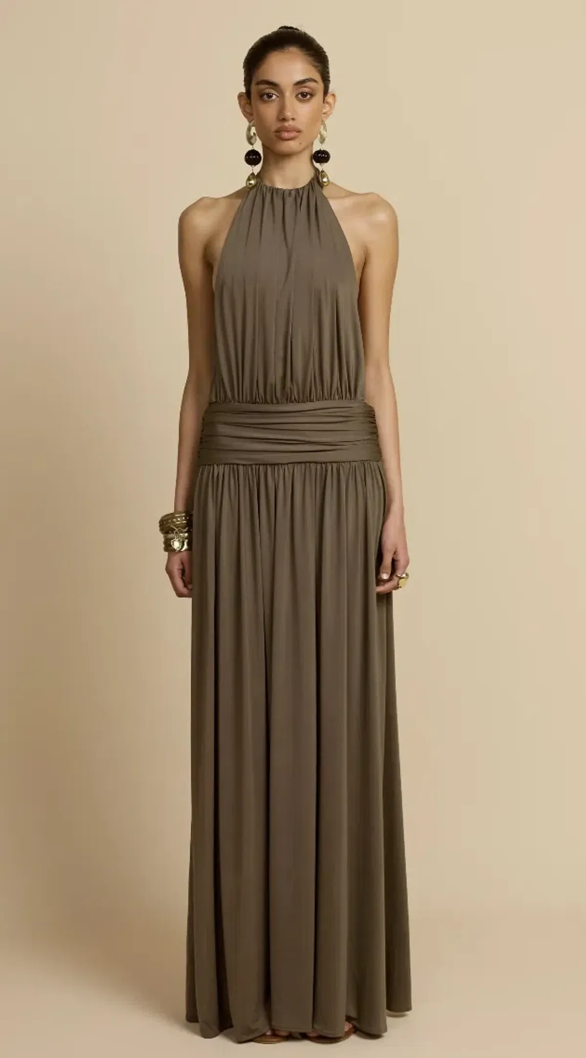 Arcina Ori Santina Dress Khaki - 10  for rent on The Volte - main image