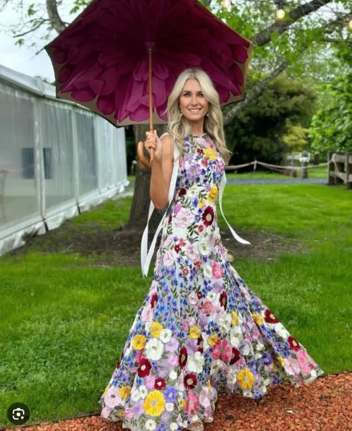 Rachel Gilbert Nya Floral Gown Multi Embroidered Floral Size 0 / AU 6 for rent on The Volte - main image