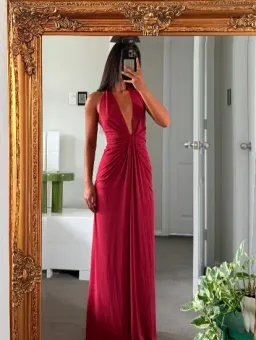 Bec + Bridge Susie Plunge Maxi Dress Cherry for rent on The Volte - image 2