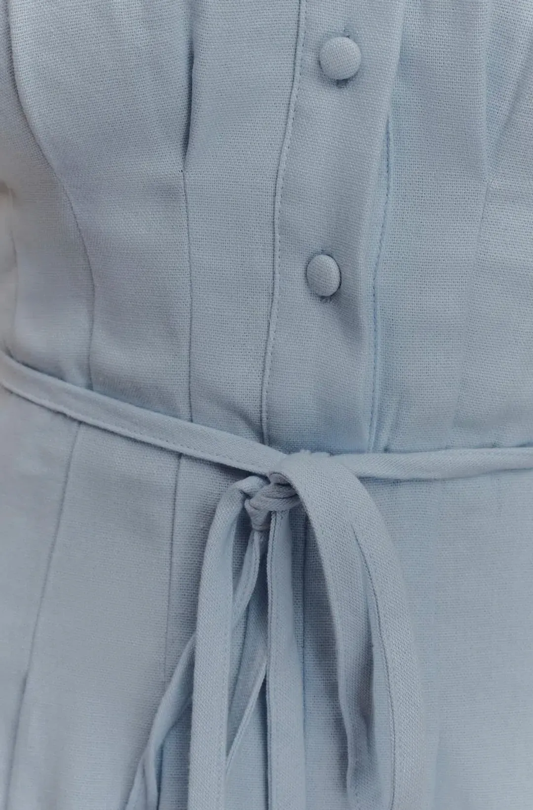 MESHKI Aysha Buttoned Linen Midi Dress - Cornflower Blue - SIZE SMALL for rent on The Volte - main image