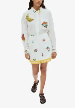 ALEMAIS Clam Patch Shirt and Blue Marlin Mini Skirt Set Size 8 & 10 AU for rent on The Volte - image 1