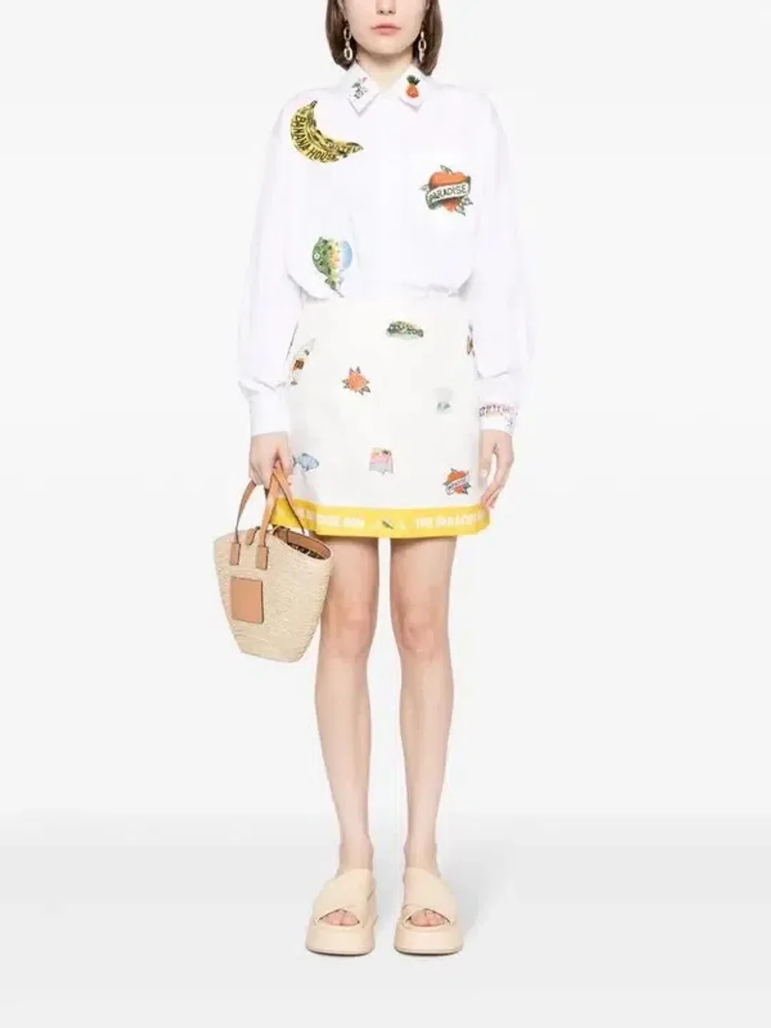 ALEMAIS Clam Patch Shirt and Blue Marlin Mini Skirt Set Size 8 & 10 AU for rent on The Volte - main image