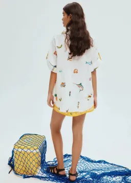 ALEMAIS Blue Marlin Embroidered Shirt & Skirt Set Size 10 AU for rent on The Volte - image 11