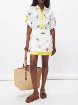 ALEMAIS Blue Marlin Embroidered Shirt & Skirt Set Size 10 AU for rent on The Volte - image 1