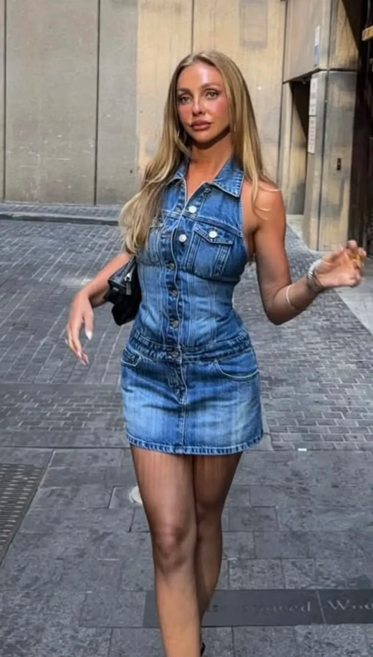 Venroy Denim halter dress 6 for rent on The Volte - main image