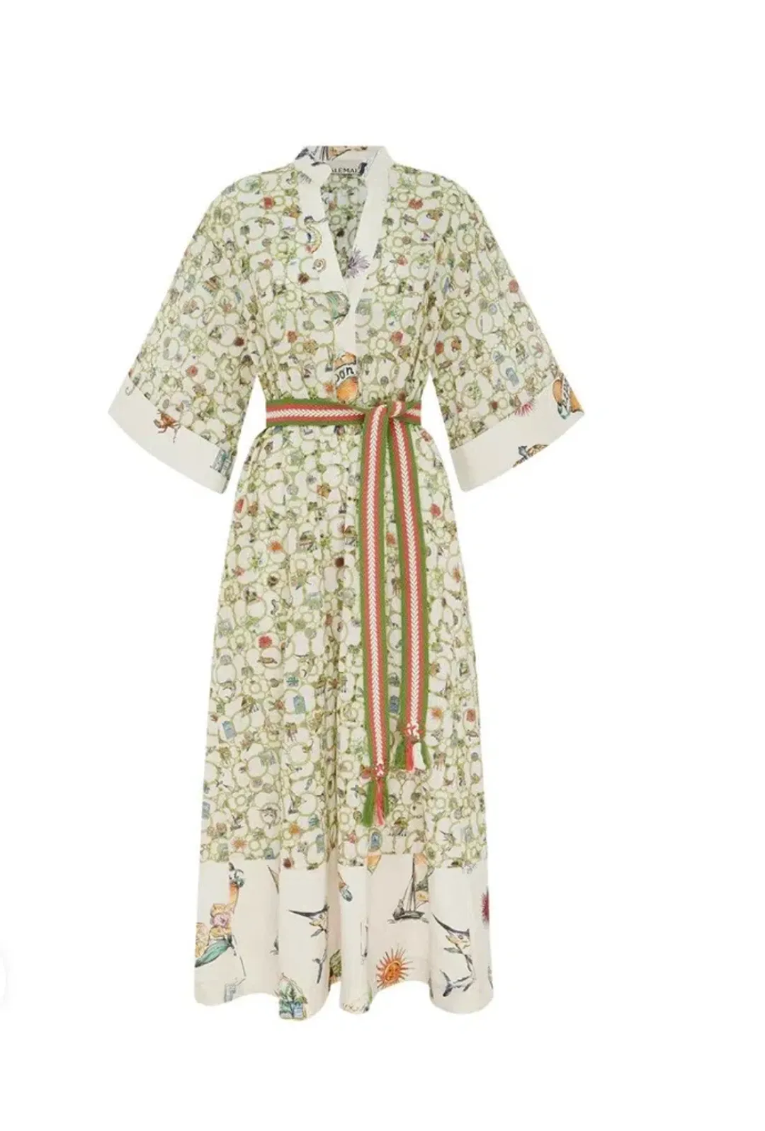 Alemais Sunset Broderie Midi Dress Size 10 fits 12 & 14 with striking belt for rent on The Volte - main image