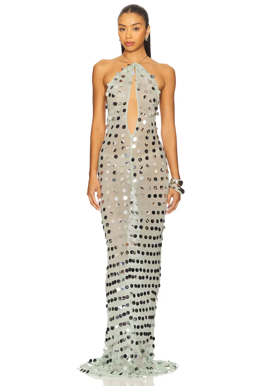 Misha The Mirror Bead Maxi Dress in Mint Size 8 for rent on The Volte - main image