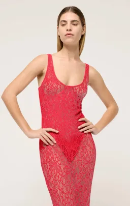 Michael Lo Sordo Halle Lace Midi Dress in Red Size 10 for rent on The Volte - image 4