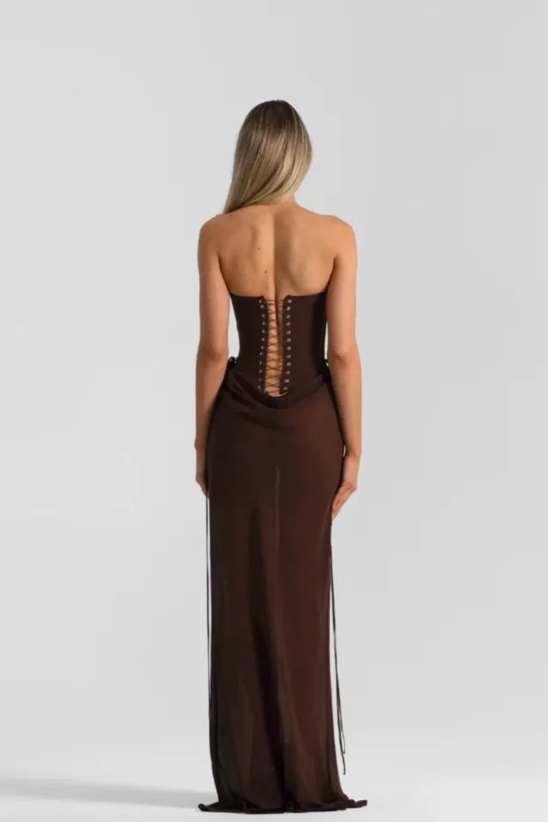 Natalie Rolt  Verity Bustier & Allira Skirt Espresso, size 0 (au6) for rent on The Volte - main image