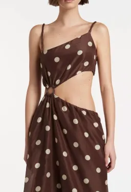 SIR Vivi Asymmetrical Cut Out Maxi Dress In Marlon Polka Dot Size 0 for rent on The Volte - image 3