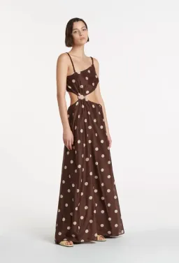 SIR Vivi Asymmetrical Cut Out Maxi Dress In Marlon Polka Dot Size 0 for rent on The Volte - image 1