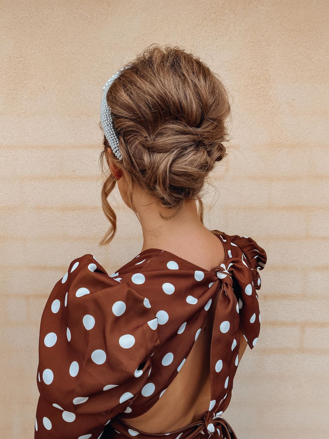 By Johnny Tessa Spot Tie-Back Pleated Midi Dress Size 10 for rent on The Volte - main image