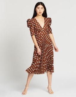 By Johnny Tessa Spot Tie-Back Pleated Midi Dress Size 10 for rent on The Volte - image 5