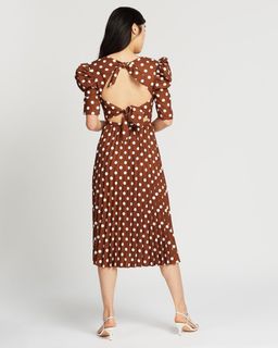 By Johnny Tessa Spot Tie-Back Pleated Midi Dress Size 10 for rent on The Volte - image 6