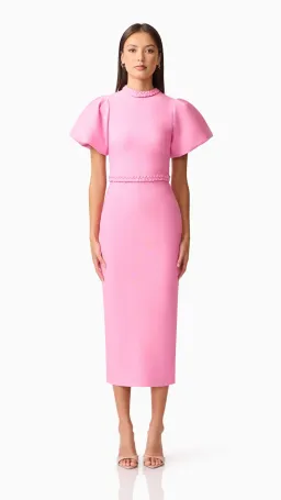 Elliatt Coarlene Puff Sleeve Midi Dress in Pink Size 12 for rent on The Volte - image 1