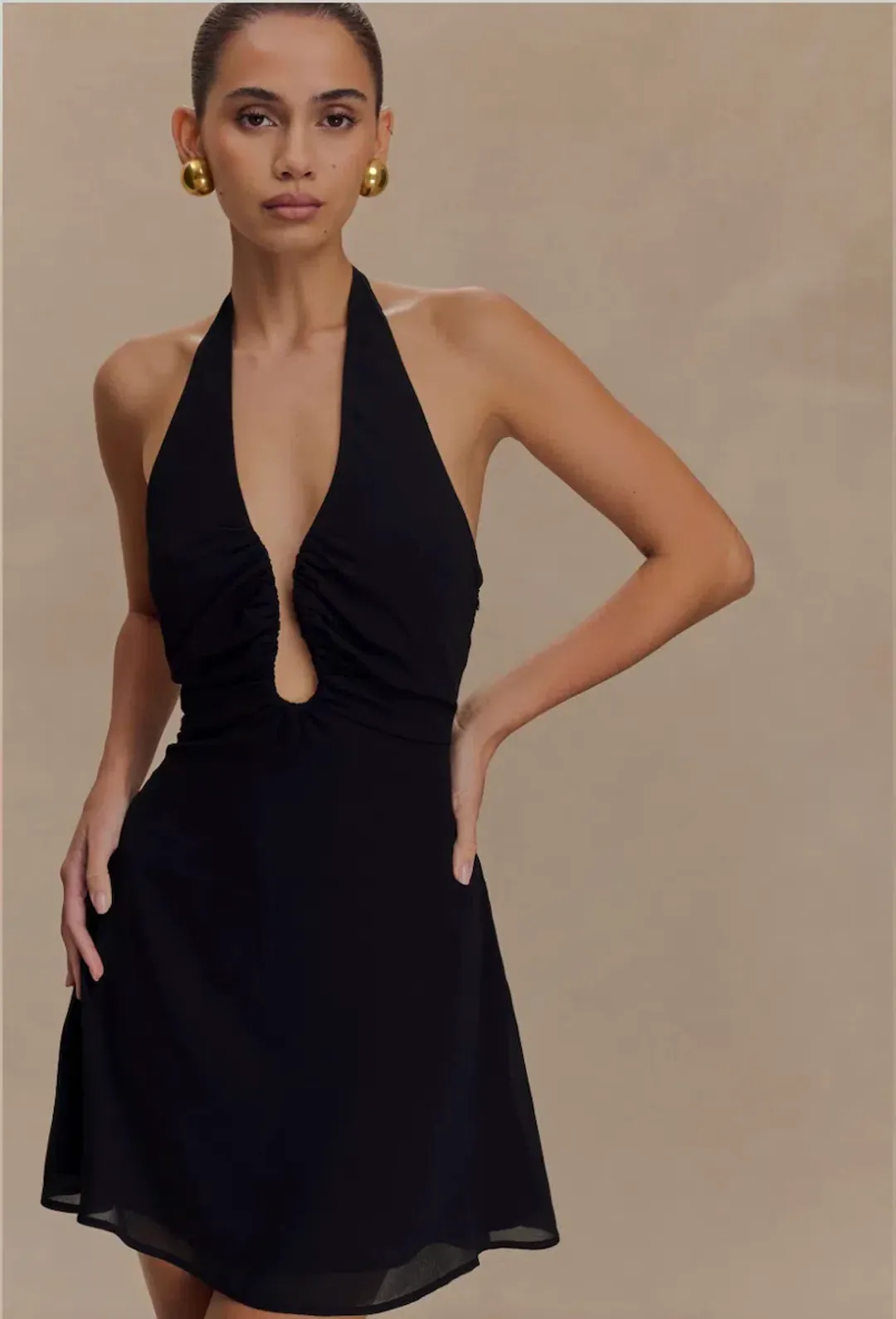 Meshki Chiffon Halter Mini Dress Size Small for rent on The Volte - main image