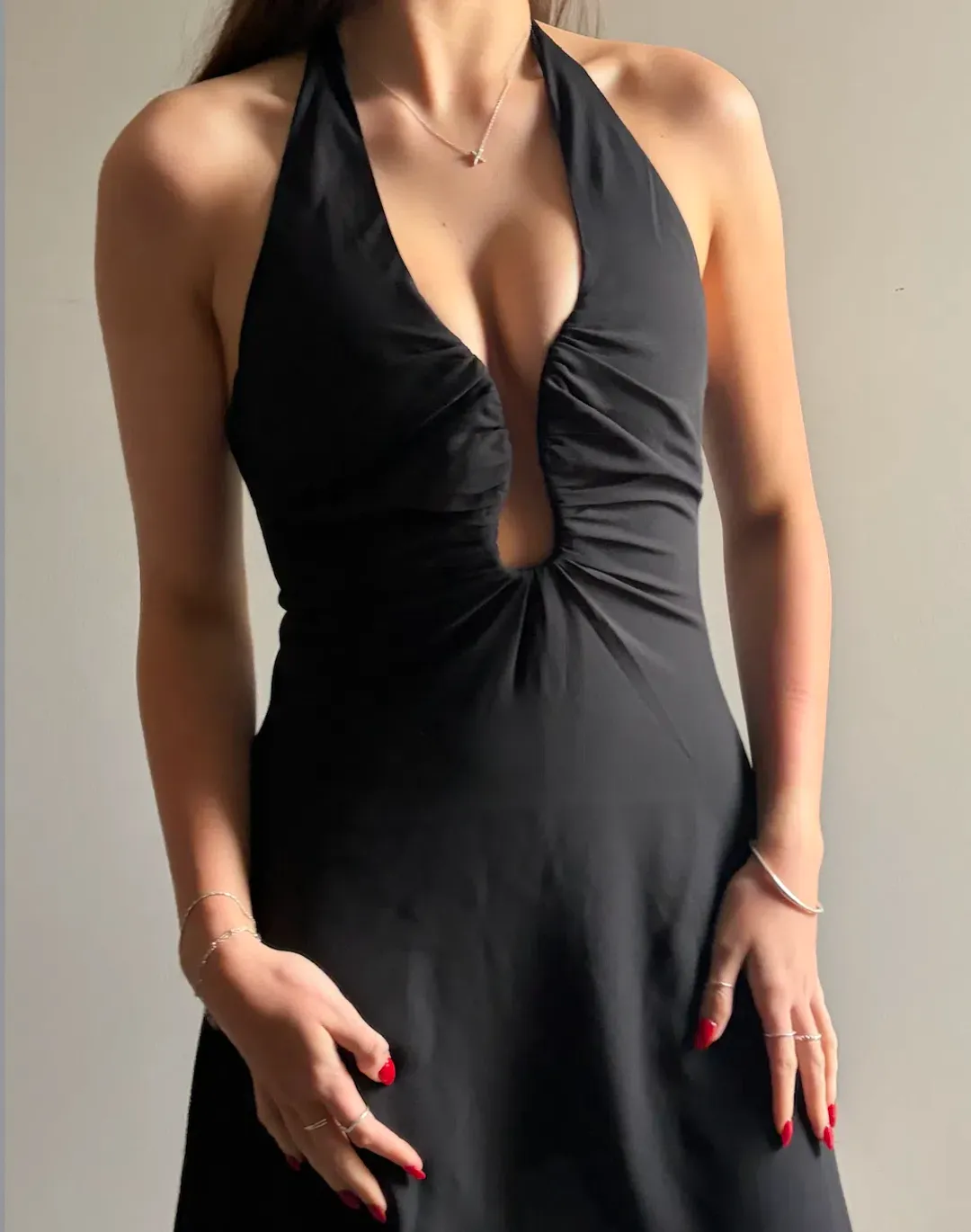 Meshki Chiffon Halter Mini Dress Size Small for rent on The Volte - main image