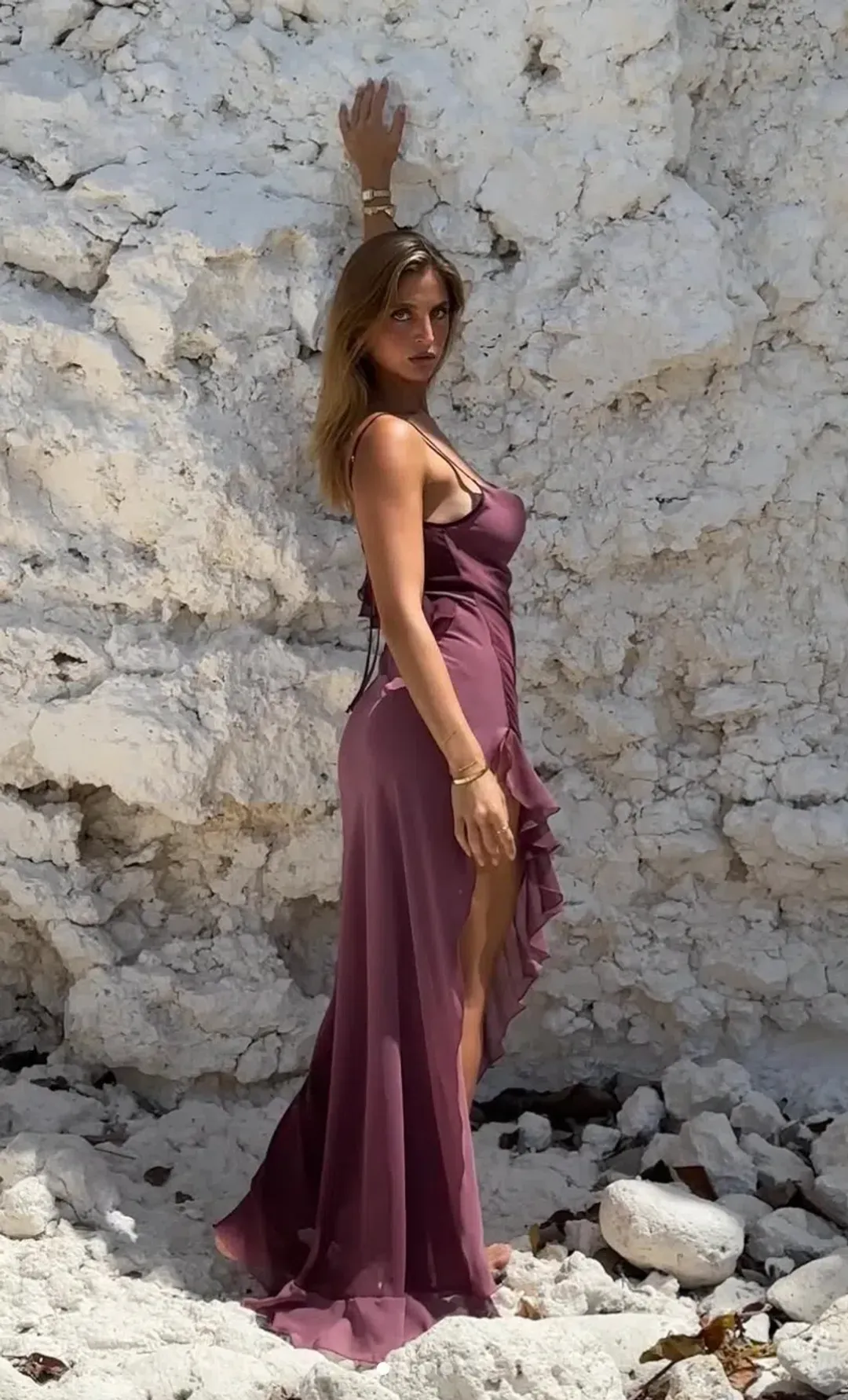 Saraceno Willow Dress in Plum maxi size S for rent on The Volte - main image