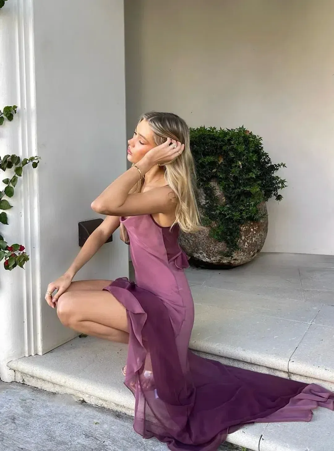 Saraceno Willow Dress in Plum maxi size S for rent on The Volte - main image