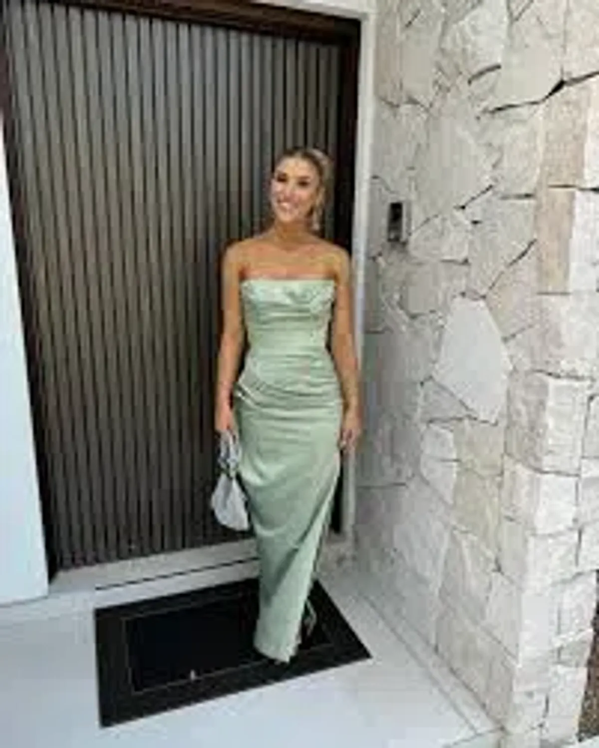 HOUSE OF CB Adrienne Corset Maxi (Sage Green) size 8 for rent on The Volte - main image