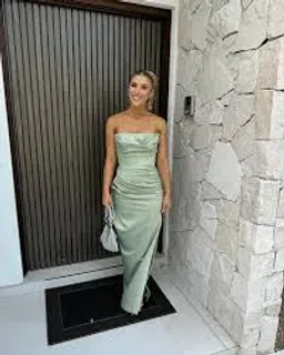 HOUSE OF CB Adrienne Corset Maxi (Sage Green) size 8 for rent on The Volte - image 1