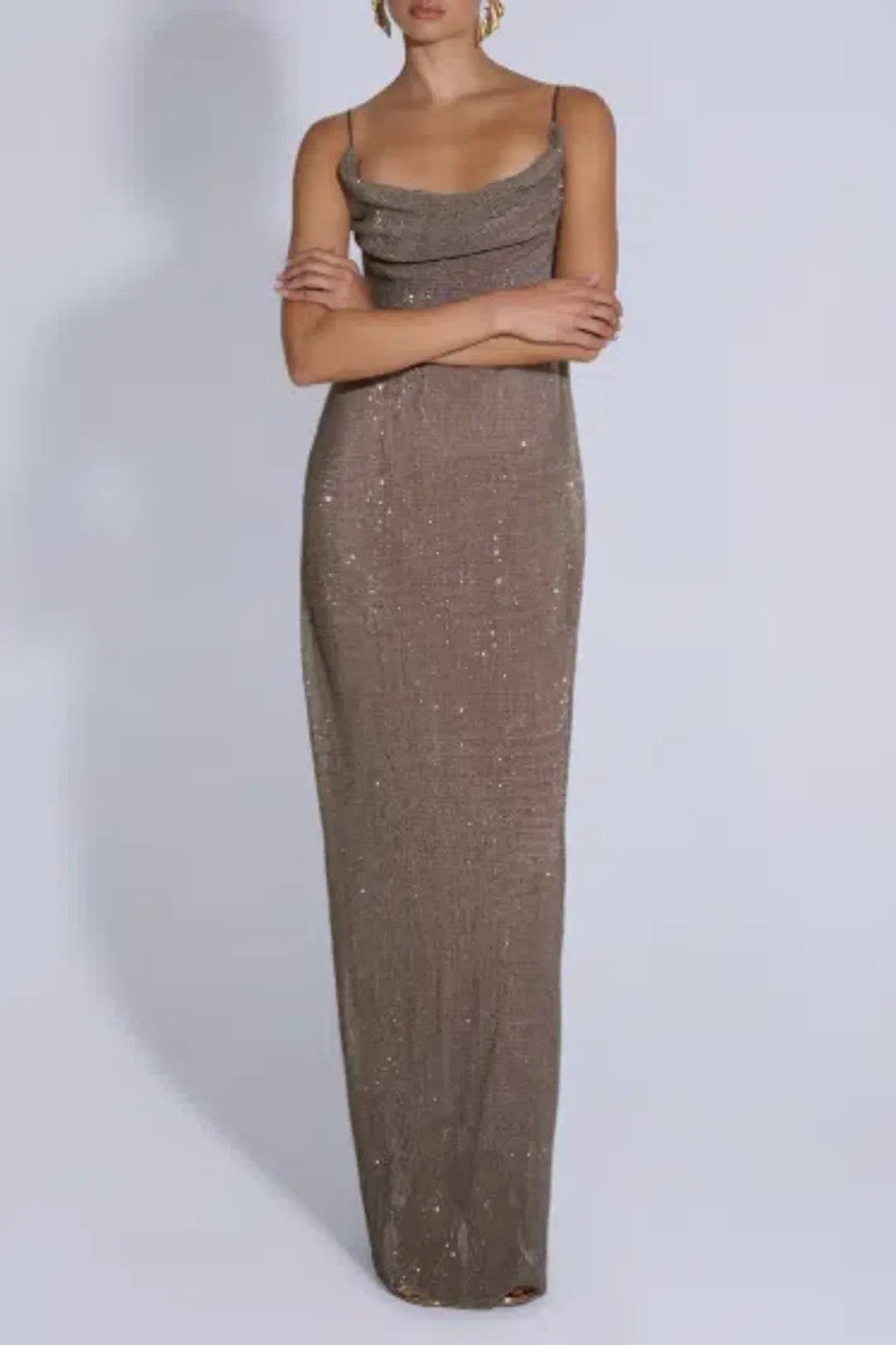 L'idee Cosmopolitan Smoke Sequin Maxi Dress - 10  for rent on The Volte - main image