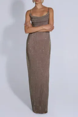 L'idee Cosmopolitan Smoke Sequin Maxi Dress - 10  for rent on The Volte - image 1
