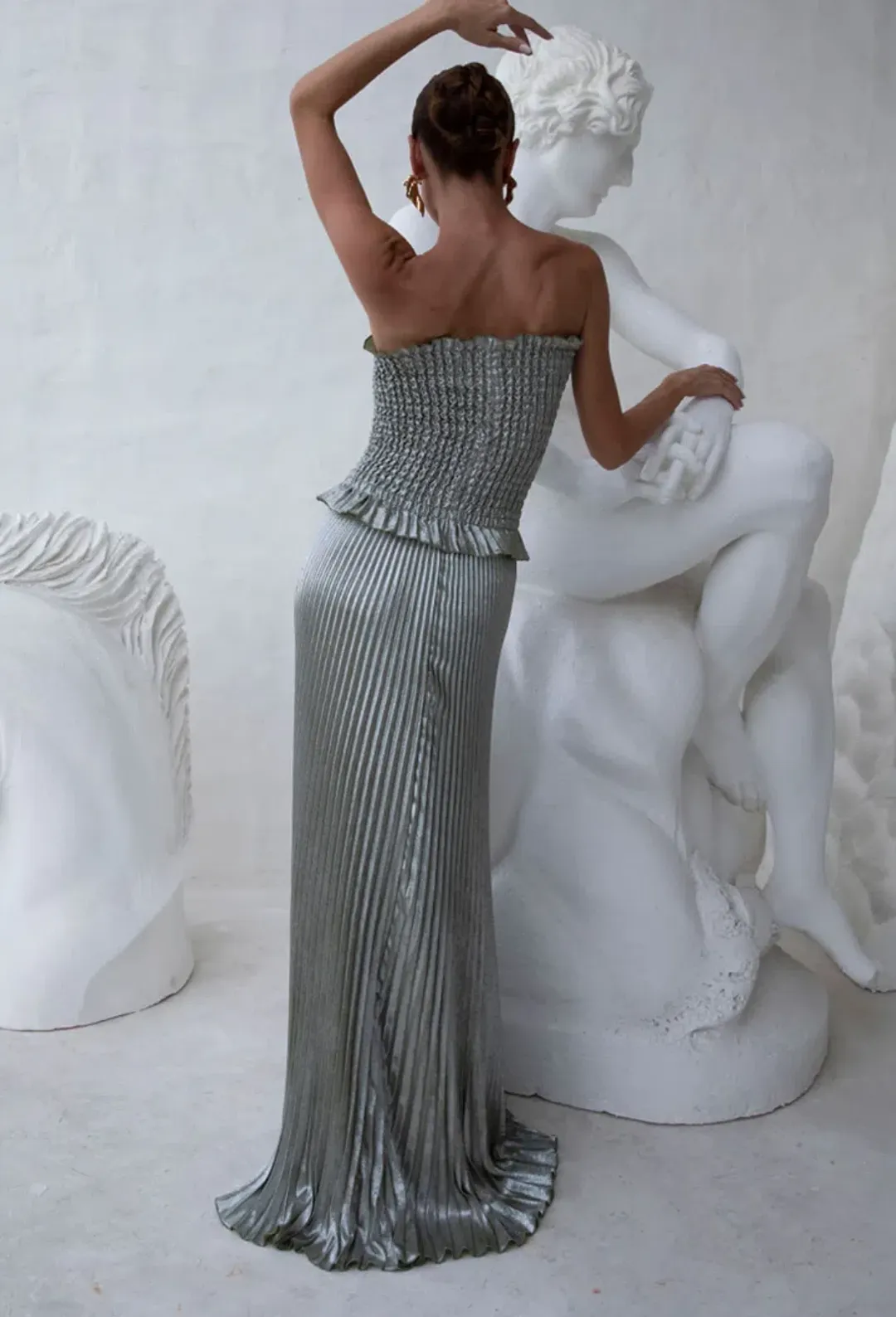 L’Idee Maya Gown in Sage Shimmer for rent on The Volte - main image