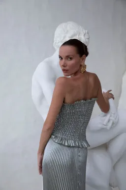 L’Idee Maya Gown in Sage Shimmer for rent on The Volte - image 3