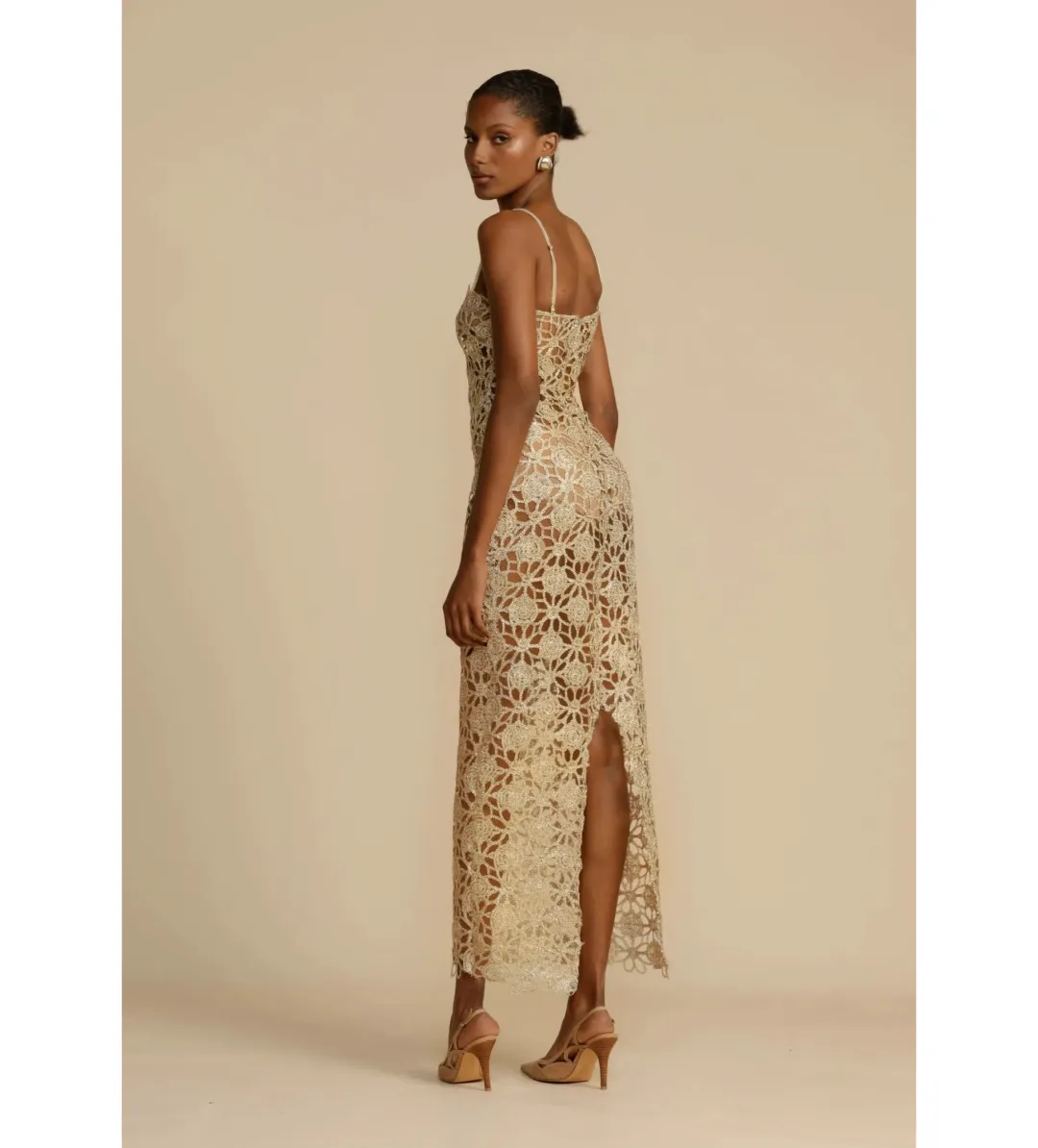 Arcina Ori Kendra Midi Dress Gold Size M/AU 10 for rent on The Volte - main image