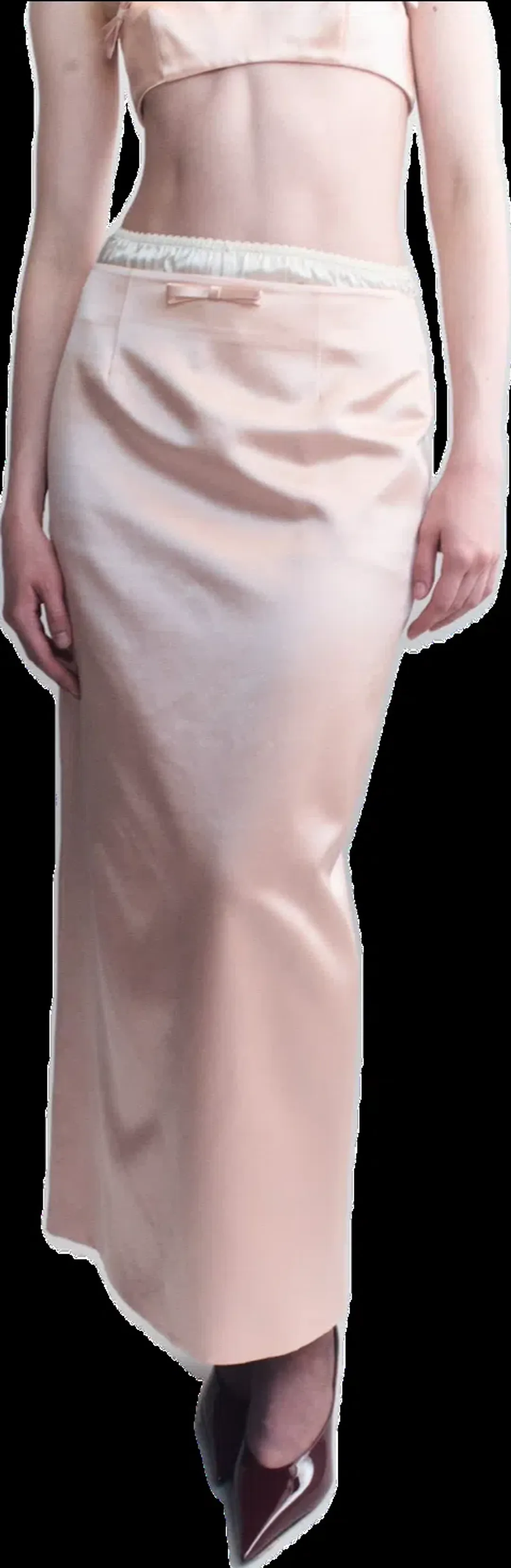 Courtney Zhang - Irene Wool Silk Duchesse Midi Skirt - Pink for rent on The Volte - main image