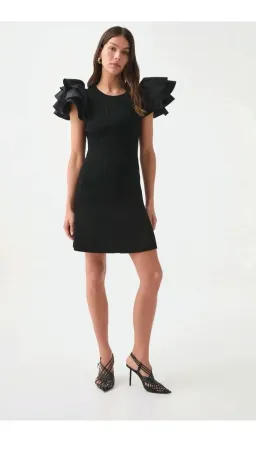 Aje Questa Puff Mini Dress Black s.M for rent on The Volte - image 1