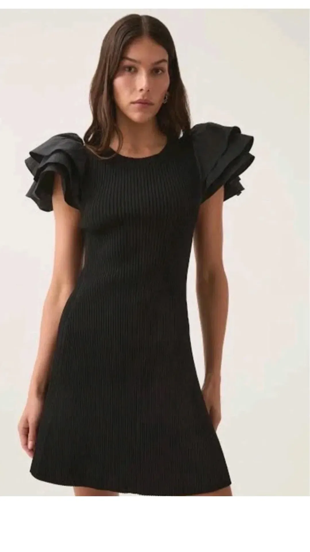 Aje Questa Puff Mini Dress Black s.M for rent on The Volte - main image